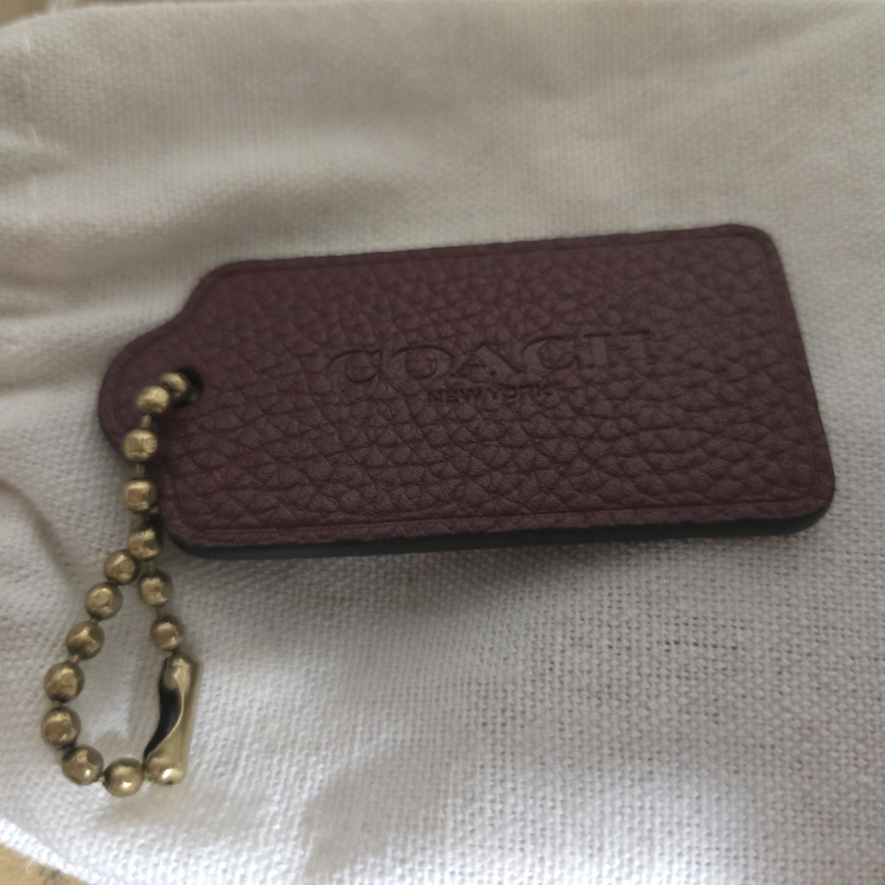 (Sold)Coach Plum Leather Key Fob with Gold Chain
